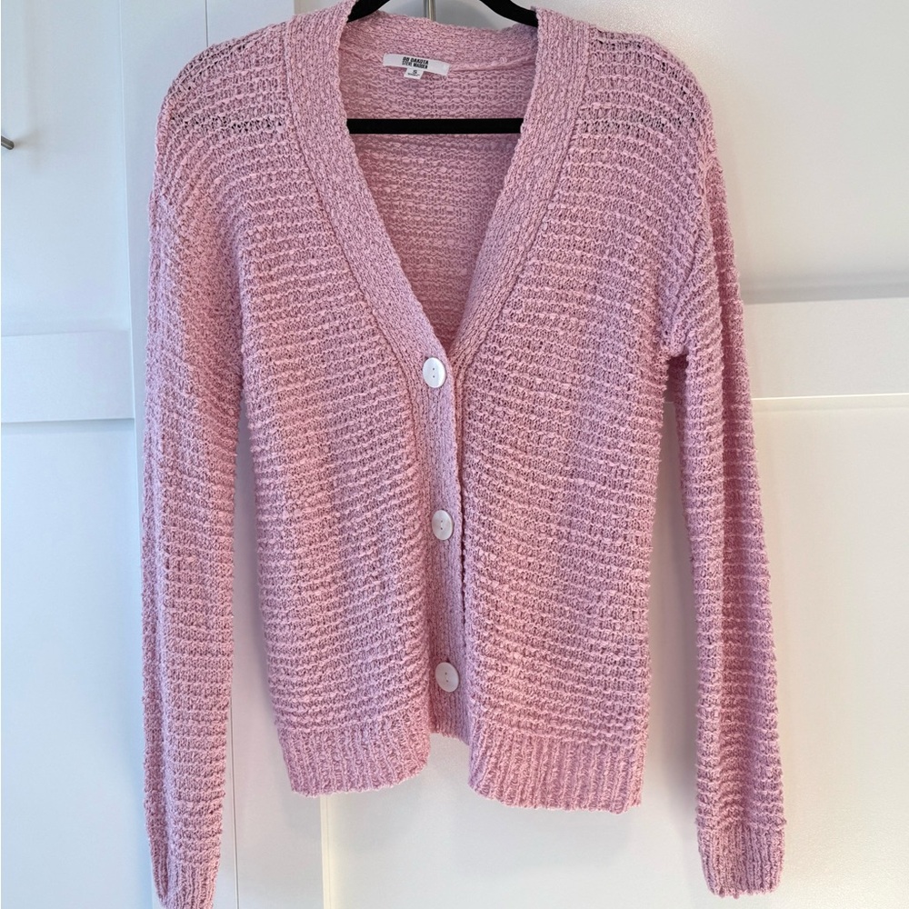 Steve Madden Pink Knitted Cardigan Sweater with Pearl Buttons